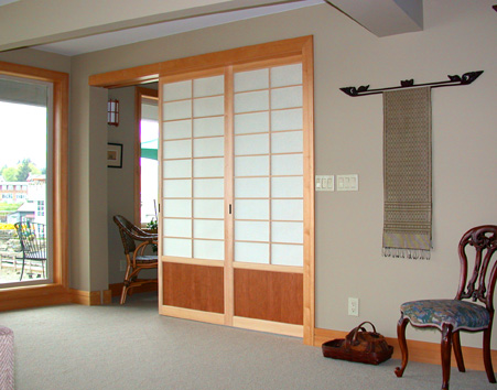 Photo of the shoji screens taken from the living area.