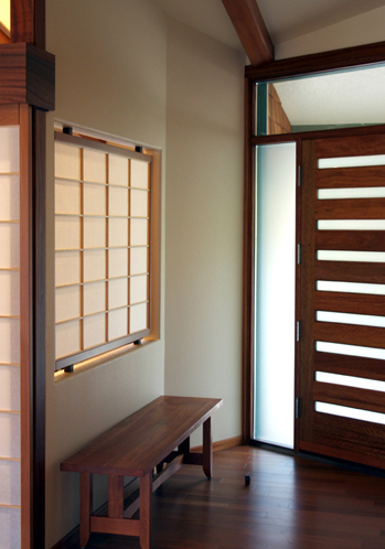 Fixed shoji panel blocked into a wall opening.