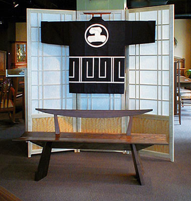 Freestanding folding shoji screen, made with a Quilted Maple frame and Anegre panels