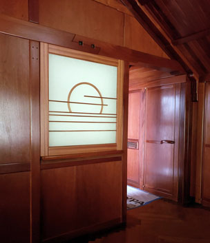 Custom Cherry backlit shoji screen as room accent.